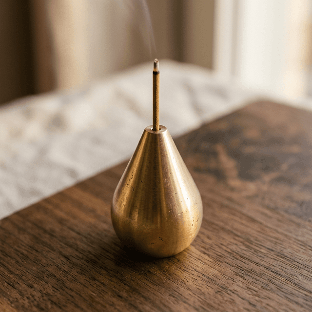 黃銅水滴 - 實心純銅線香微型底座